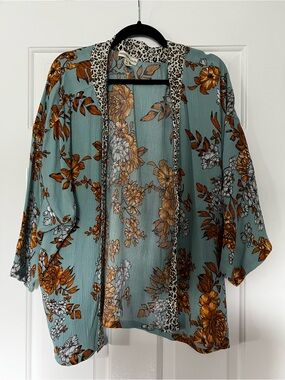 Floral Animal Print Cardigan One Size